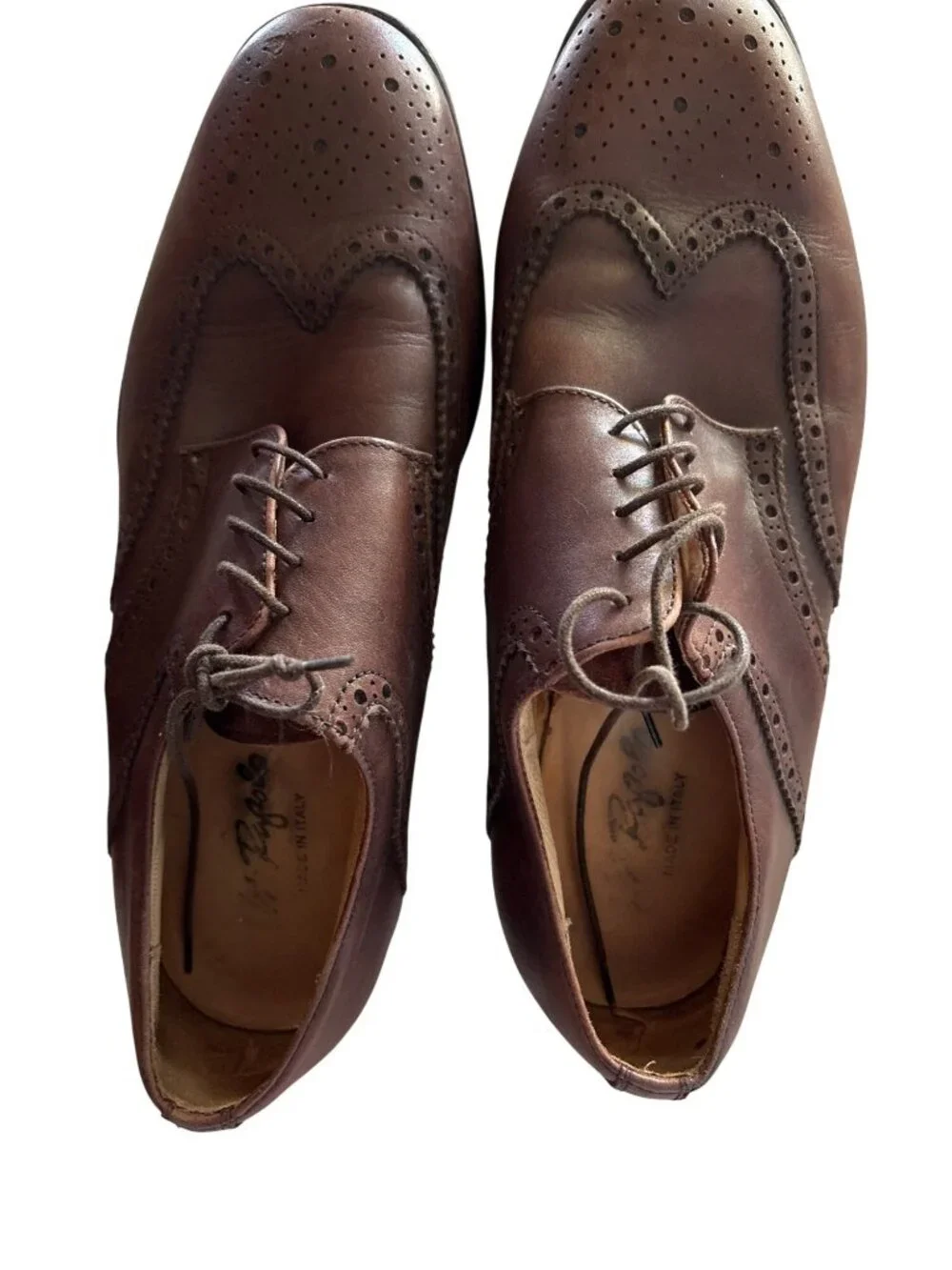 Vintage Brown Leather Wingtip Oxford Shoes Made In Italy Sz 10.5 M